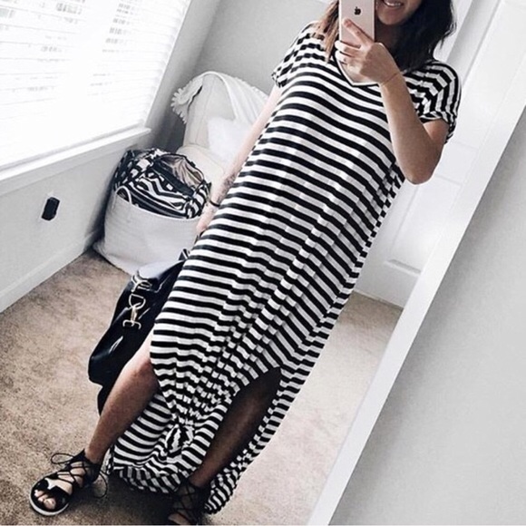 Bellanblue Dresses & Skirts - BAILEY Boho Striped Dress- BLACK